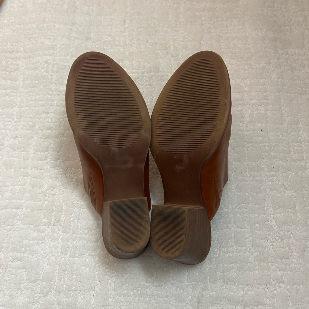 Loft light brown slip on mules clogs block heel faux leather 8 boho - Picture 10 of 11